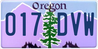 OR license plate 017DVW
