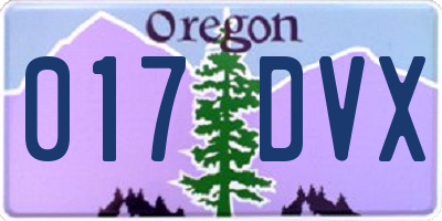 OR license plate 017DVX
