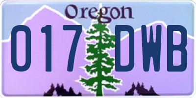 OR license plate 017DWB