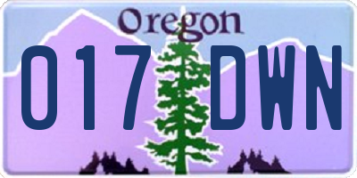 OR license plate 017DWN