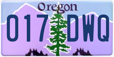 OR license plate 017DWQ