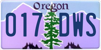 OR license plate 017DWS