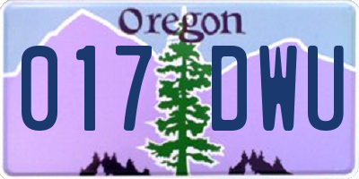 OR license plate 017DWU