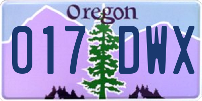 OR license plate 017DWX