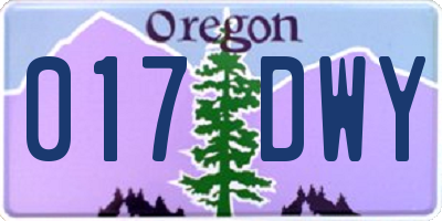 OR license plate 017DWY