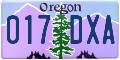 OR license plate 017DXA