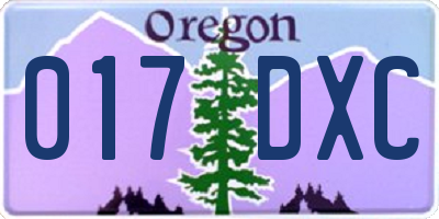 OR license plate 017DXC