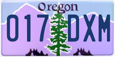 OR license plate 017DXM