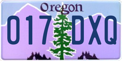 OR license plate 017DXQ