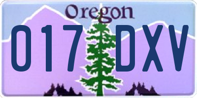 OR license plate 017DXV