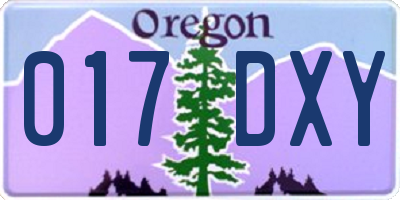 OR license plate 017DXY