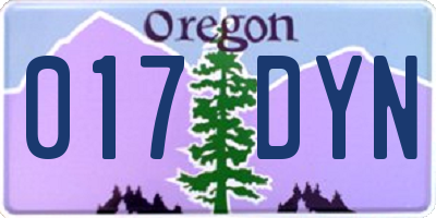 OR license plate 017DYN