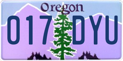 OR license plate 017DYU