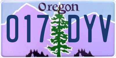 OR license plate 017DYV