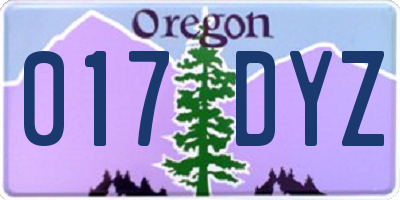OR license plate 017DYZ