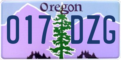OR license plate 017DZG