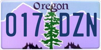 OR license plate 017DZN