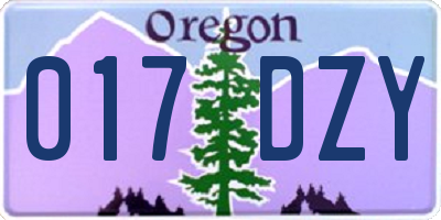 OR license plate 017DZY