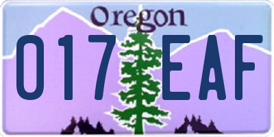 OR license plate 017EAF