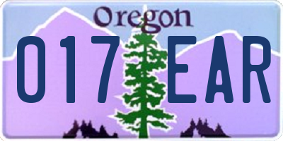 OR license plate 017EAR