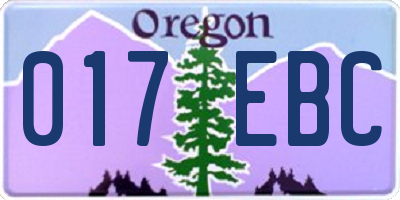 OR license plate 017EBC