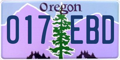 OR license plate 017EBD