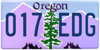 OR license plate 017EDG