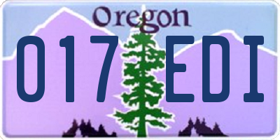 OR license plate 017EDI