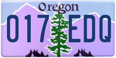 OR license plate 017EDQ