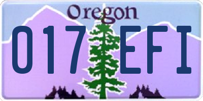 OR license plate 017EFI