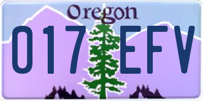 OR license plate 017EFV