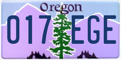 OR license plate 017EGE