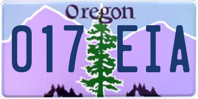 OR license plate 017EIA