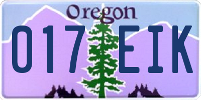 OR license plate 017EIK