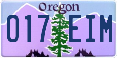 OR license plate 017EIM