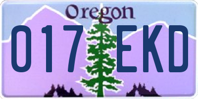 OR license plate 017EKD