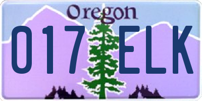OR license plate 017ELK