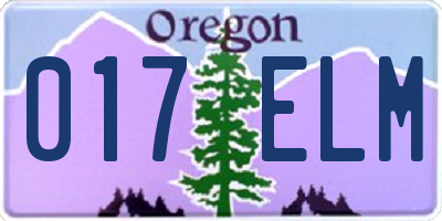 OR license plate 017ELM