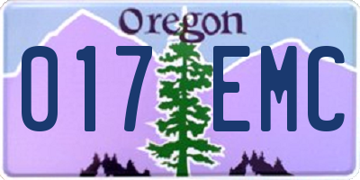 OR license plate 017EMC