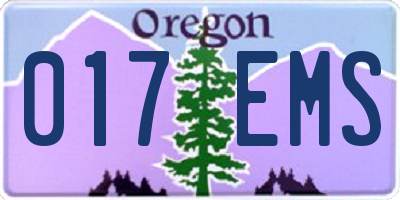 OR license plate 017EMS