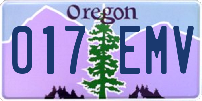 OR license plate 017EMV
