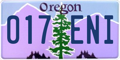 OR license plate 017ENI