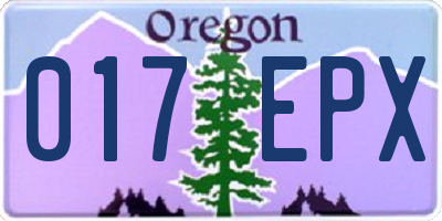 OR license plate 017EPX
