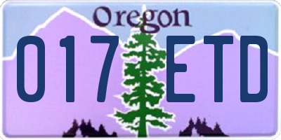 OR license plate 017ETD