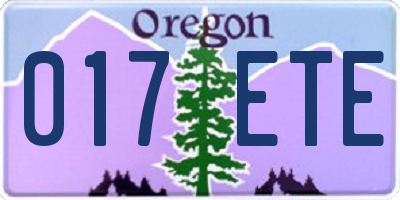 OR license plate 017ETE