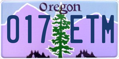 OR license plate 017ETM
