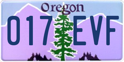 OR license plate 017EVF
