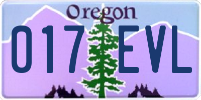 OR license plate 017EVL