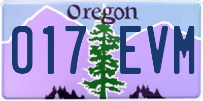OR license plate 017EVM