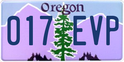 OR license plate 017EVP